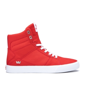 Womens Supra High Top Shoes ALUMINUM Risk Red/white | AU-11240